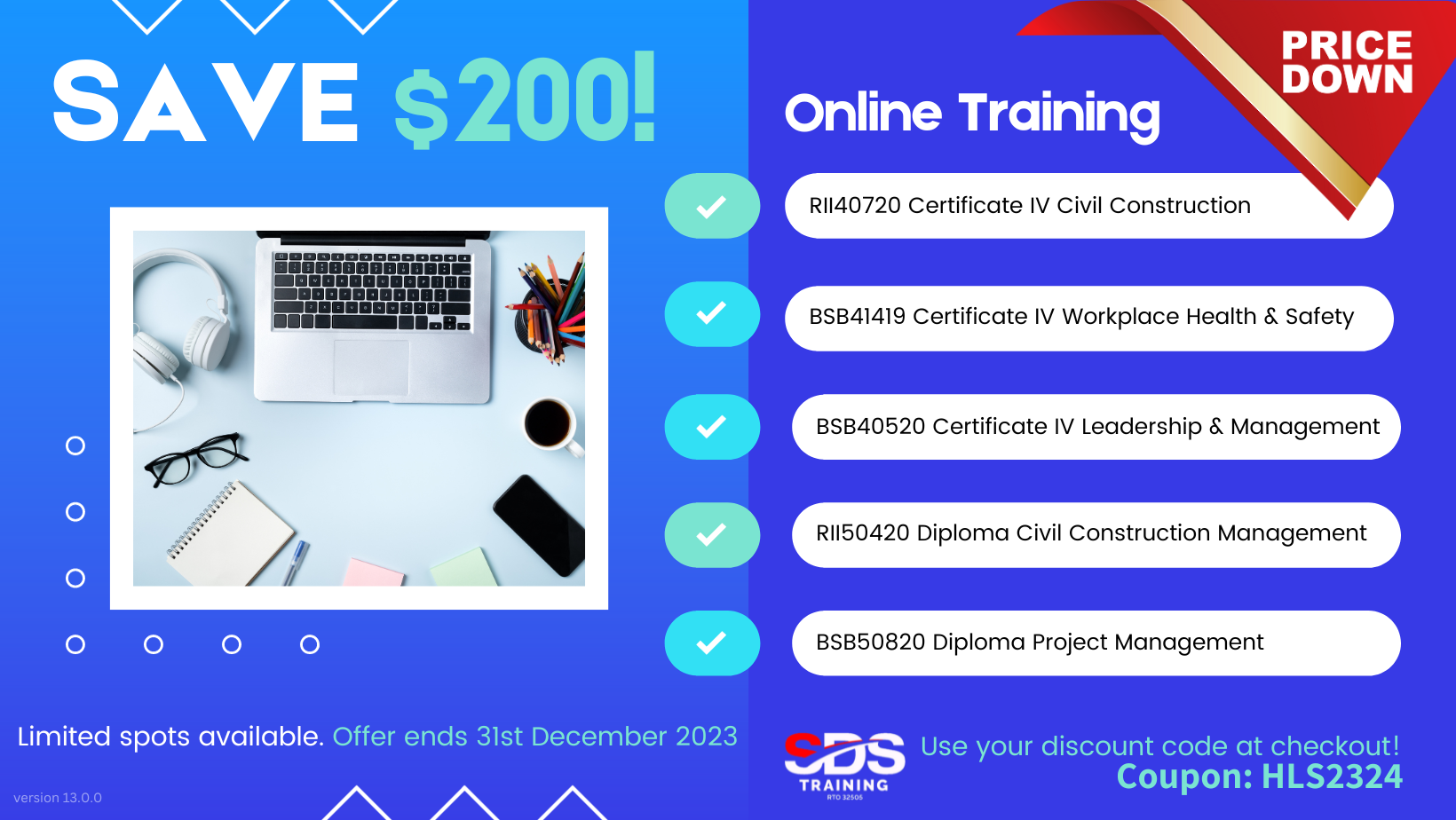 Save $200 online training HLS2324 v13.0.0
