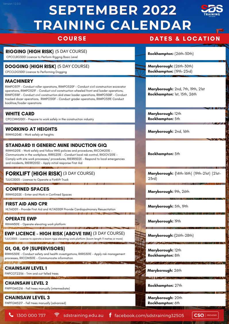 TRAINING DATES (17)