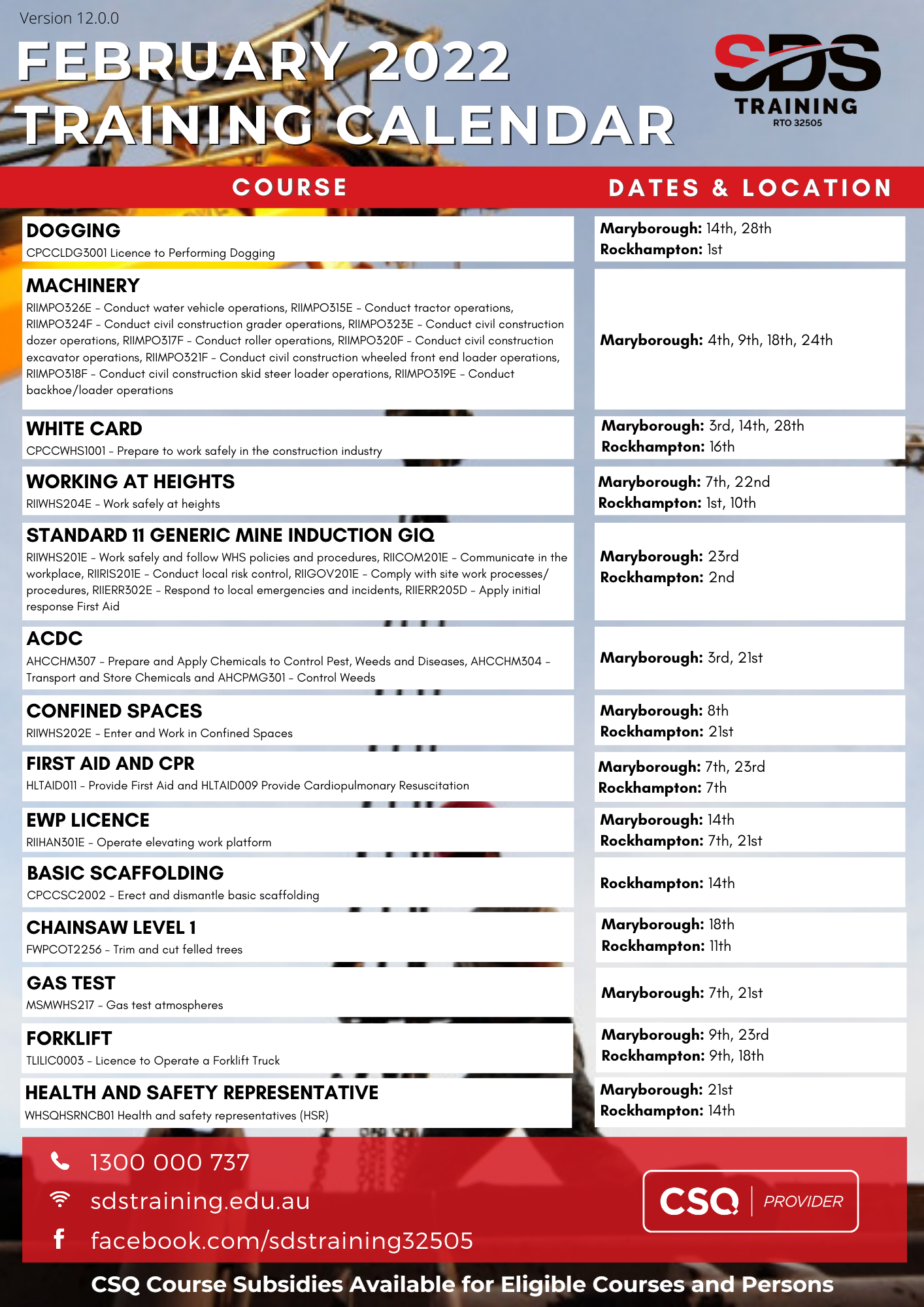 TRAINING DATES-2